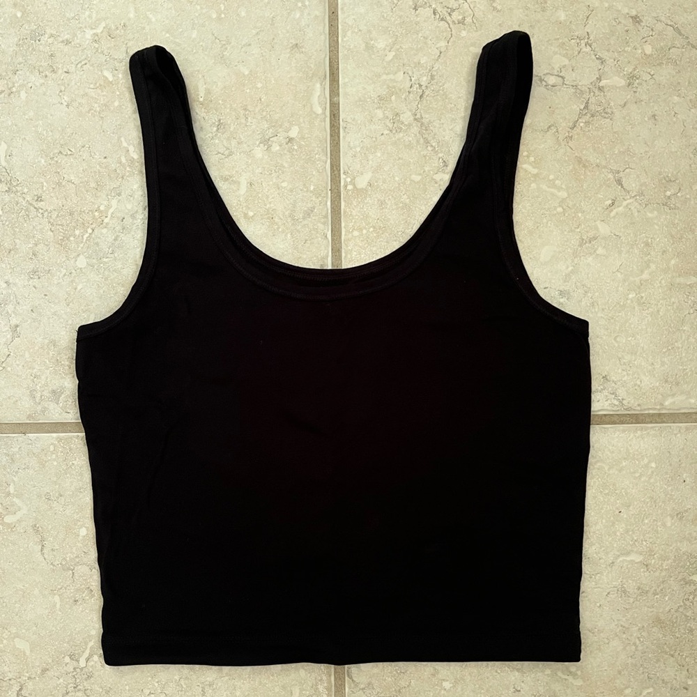 MATE the Label Organic Cotton Comfort Crop Tank in Black size S